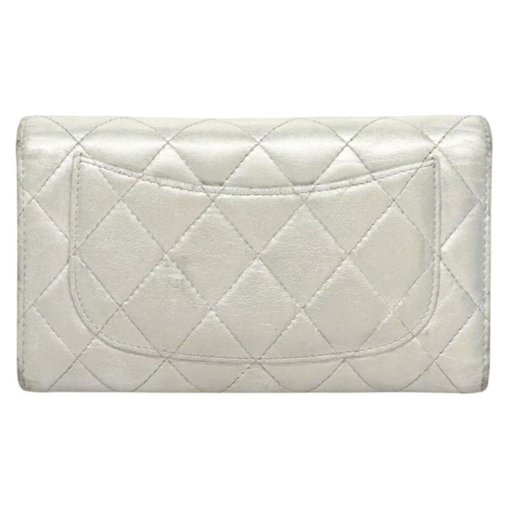 Chanel Classic Flap Silver Leather Wallet  (Pre-Owned) - Picture 2 of 16